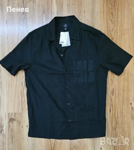 Мъжка риза с къс ръкав H&M черна