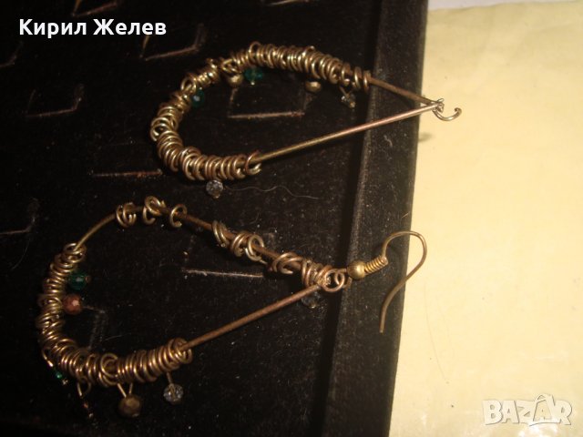 КРАСИВИ ВИНТИДЖ МЕСИНГОВИ ОБЕЦИ с ЦВЕТНИ КРИСТАЛИ ХЕНД-МЕЙД ИЗРАБОТКА 20513, снимка 7 - Обеци - 32522797