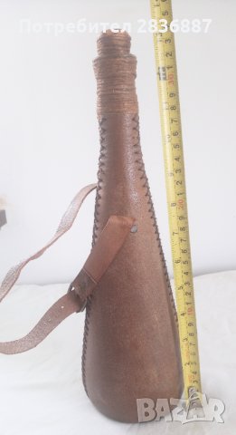 Красива битова бутилка за ракия обвита в кожа с дръжка, снимка 7 - Други - 33085184