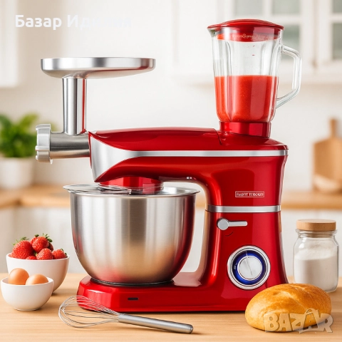 Кухненски робот 3 в 1 Royalty Line RL-PKM1900.7BG - 1900W, 6.5L купа, 1.5L блендер, снимка 5 - Блендери - 51760127