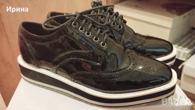 Черни дамски обувки Оксфорд , снимка 3 - Дамски ежедневни обувки - 37725049