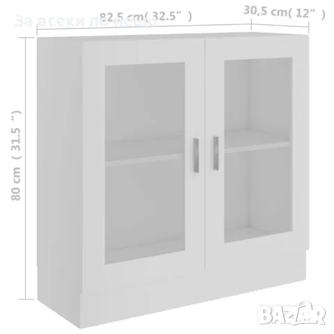 Шкаф Витрина, Бял, 82,5x30,5x80 См, ПДЧ Код P577, снимка 8 - Шкафове - 50425668