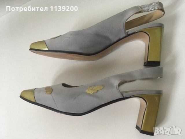 Heyraud Paris 41 луксозни официални френски обувки сребърно и златно , снимка 4 - Дамски елегантни обувки - 32962479