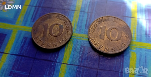 2 Монети по 10 Pfennig 1991 F & A Федерална Република Германия