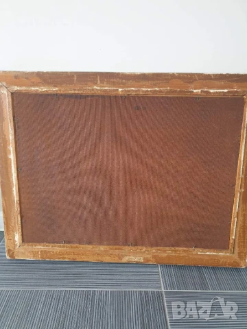 84х65см/голяма стара картина масло върху фазер/градски пейзаж-карета/дървена рамка, снимка 8 - Картини - 51177197