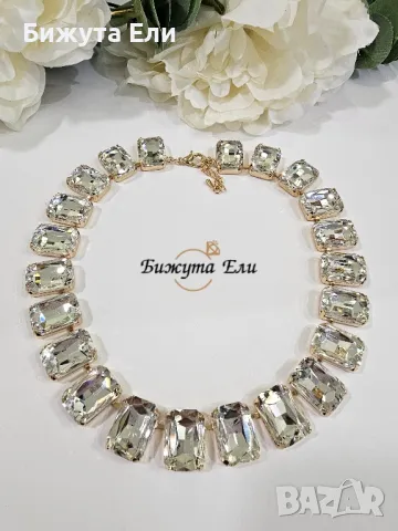 Колие бели кристали , снимка 2 - Колиета, медальони, синджири - 48441006