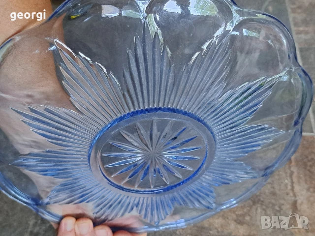 стъклен поднос за торта цветно синьо стъкло   26/3, снимка 5 - Аксесоари за кухня - 50758978