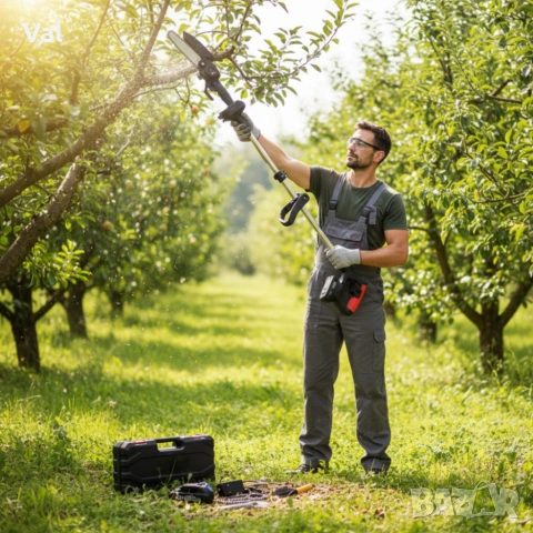 Акумулаторен мини верижен трион с телескопичен прът 21V 