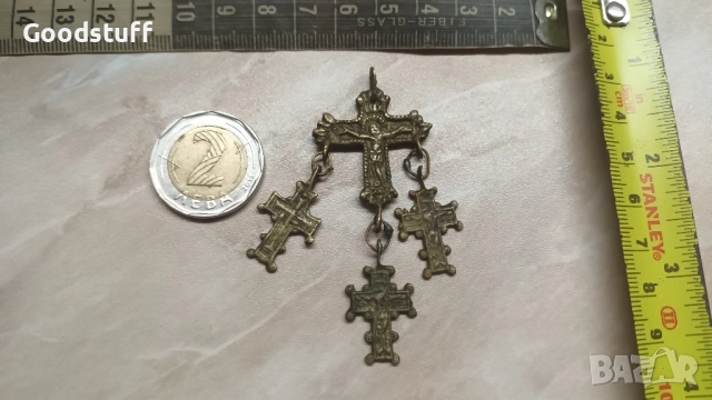 Бронзов възрожденски накит,кръст, Богородица, Исус, снимка 10 - Антикварни и старинни предмети - 52549102