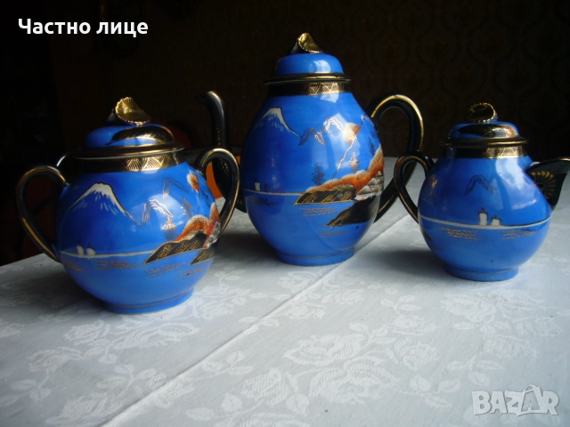 Японски чаен сервиз от 1920-те год. от ажурен порцелан, ръчна изработка, снимка 2 - Антикварни и старинни предмети - 52551920