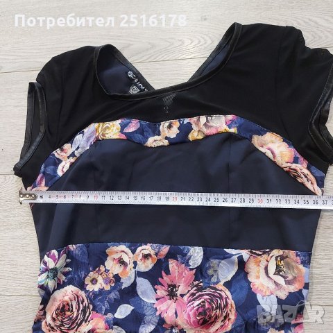 Тъмносиня рокля с флорален акцент!!!, снимка 5 - Рокли - 34856614