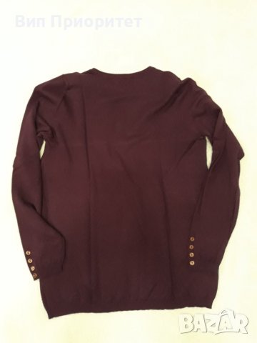 Тъмно лилава фино плетиво блуза по врата с дълъг ръкав, много приятна и мека материя, снимка 7 - Блузи с дълъг ръкав и пуловери - 37455773
