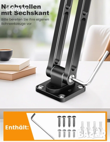 OHLPRO Алуминиева стойка за стена за таблет - 360° регулируема и разтегателна, 3-степенна, 5-13", снимка 7 - Други стоки за дома - 51923555