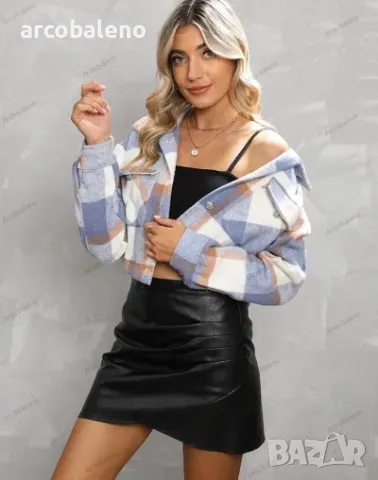 Дамско вълнено късо палто, 5цвята, снимка 17 - Якета - 39977405