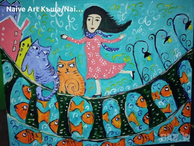 Картина платно маслени бои акрилни бои размер. ш 52 /в. 42, снимка 2 - Картини - 52593281