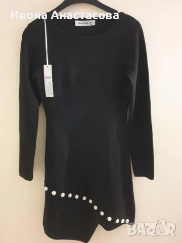 АСИМЕТРИЧНА РОКЛЯ С ПЕРЛИ, снимка 8 - Рокли - 26905402