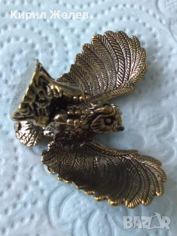 Бронзова малка фигурка на бухал 52512, снимка 6 - Антикварни и старинни предмети - 52730421