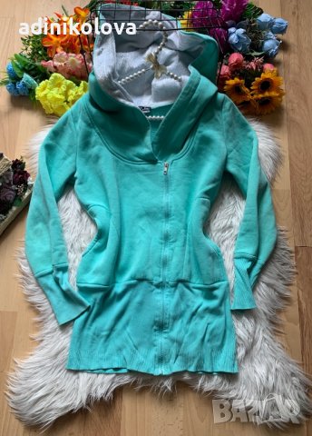 Суитшърт мента с голяма качулка, снимка 1