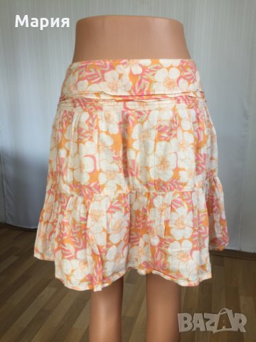 40 М / 42 Л? Kookai Дамска Лятна Пола Плаж Море на Цветя Оранжева Бежова Розова, снимка 14 - Поли - 28664466