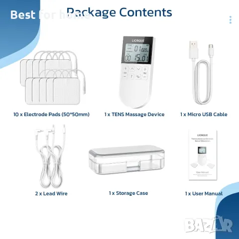 LIORQUE TENS и EMS- Машина за облекчаване на болката и мускулен стимулатор, снимка 8 - Медицинска апаратура - 48347369