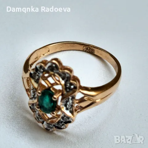 Руски златен пръстен с Брилианти 14 карата , снимка 8 - Пръстени - 49816167