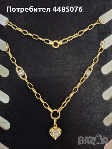 ЗЛАТЕН ДАМСКИ ЛАНЕЦ КОЛИЕ МОДЕЛ ШАНЕЛ , снимка 3 - Колиета, медальони, синджири - 50455941