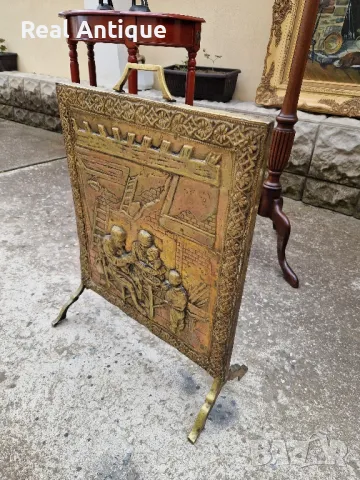 Уникално антикварно английско бронзово пано решетка за камина  , снимка 5 - Антикварни и старинни предмети - 50166791