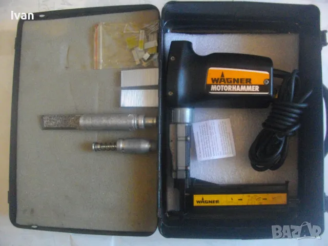 Немски оригинал 2в1 Електрически такер скоби 25мм и ел. длето за стружуване комплект WAGNER 0177