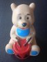 Стара гумена играчка мече с барабан, снимка 3