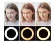 LED ринг лампа 26 см. с държач за телефон и трипод до 210 см., снимка 5