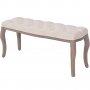 Пейка, лен и дървен масив, 110x38x48 см, кремаво бяла, снимка 1 - Дивани и мека мебел - 38464803