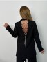 Елегантно сако с ефектен гръб с камъни в черно, снимка 1 - Сака - 43433720