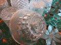 Гарафа, девет чашки и купичка за ядки релефно стъкло, снимка 3