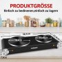 CUSIMAX Hob 2 Електрически чугунен котлон 2 плочи с двоен контрол на температурата, преносим котлон , снимка 2