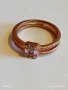 Сребърен пръстен с покритие от розово злато инкрустирани с кристали много красив 52758, снимка 2