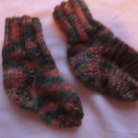шарени плетени чорапи оранжево/зелено ходило 11, конч 11, снимка 1 - Чорапи - 39306820