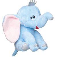 Плюшен слон Ciel с големи уши, сребърна блестяща корона 21 см, снимка 2 - Плюшени играчки - 43307514