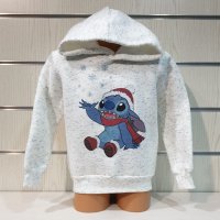 Нов детски коледен суичър с дигитален печат Стич (Stitch) в цвят бял меланж, снимка 1 - Детски анцузи и суичери - 38984768