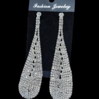 Луксозни висящи обеци с кристали #18523-9, снимка 1 - Обеци - 40740450