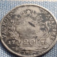 Сребърна монета 20 кройцера 1779г. Карл Теодор Мюнхен Бавария 29757, снимка 6 - Нумизматика и бонистика - 42969761
