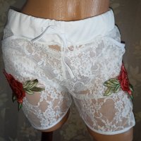 Секси нови дантелени бели еластични шорти с флорални бродерии XL,XXL, снимка 7 - Бельо - 37478968
