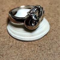 Сребърен пръстен с два броя циркони , размер на халката 18мм , снимка 4 - Пръстени - 43011170