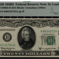 SCARCE USA $ 20 DOLLARS 1950-D СЕРТИФИЦИРАНА PMG 63, снимка 1 - Нумизматика и бонистика - 37165336
