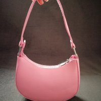 Малка дамска кожена чанта за рамо в розов цвят, снимка 4 - Чанти - 43733574