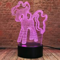 3D лампа My Little Pony с дистанционно и многоцветно осветление, снимка 2 - Настолни лампи - 43924071