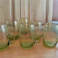 Стари стъклени чаши халби, снимка 1 - Антикварни и старинни предмети - 36989778