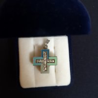 Сребърна висулка кръстче със Swarovski, снимка 2 - Колиета, медальони, синджири - 28042380