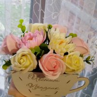 Чаши със сапунени цветя, снимка 2 - Подаръци за жени - 39594441