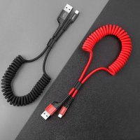 BASEUS кабел еластичен 1м - Type-C USB спирала, снимка 1 - USB кабели - 32322578