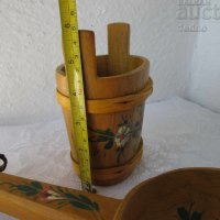 За сауна: дървени рисувани тас с дръжка и съд каче, снимка 6 - Декорация за дома - 28879534